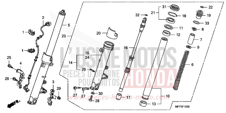 FOURCHETTE AVANT for CB1300 Super Bold'or PEARL SUNBEAM WHITE (NHA66DF) from 2009